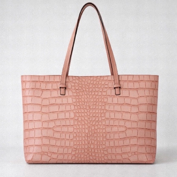 Elegant Pink Crocodile-Embossed Tote Bag - Picture 2 of 4